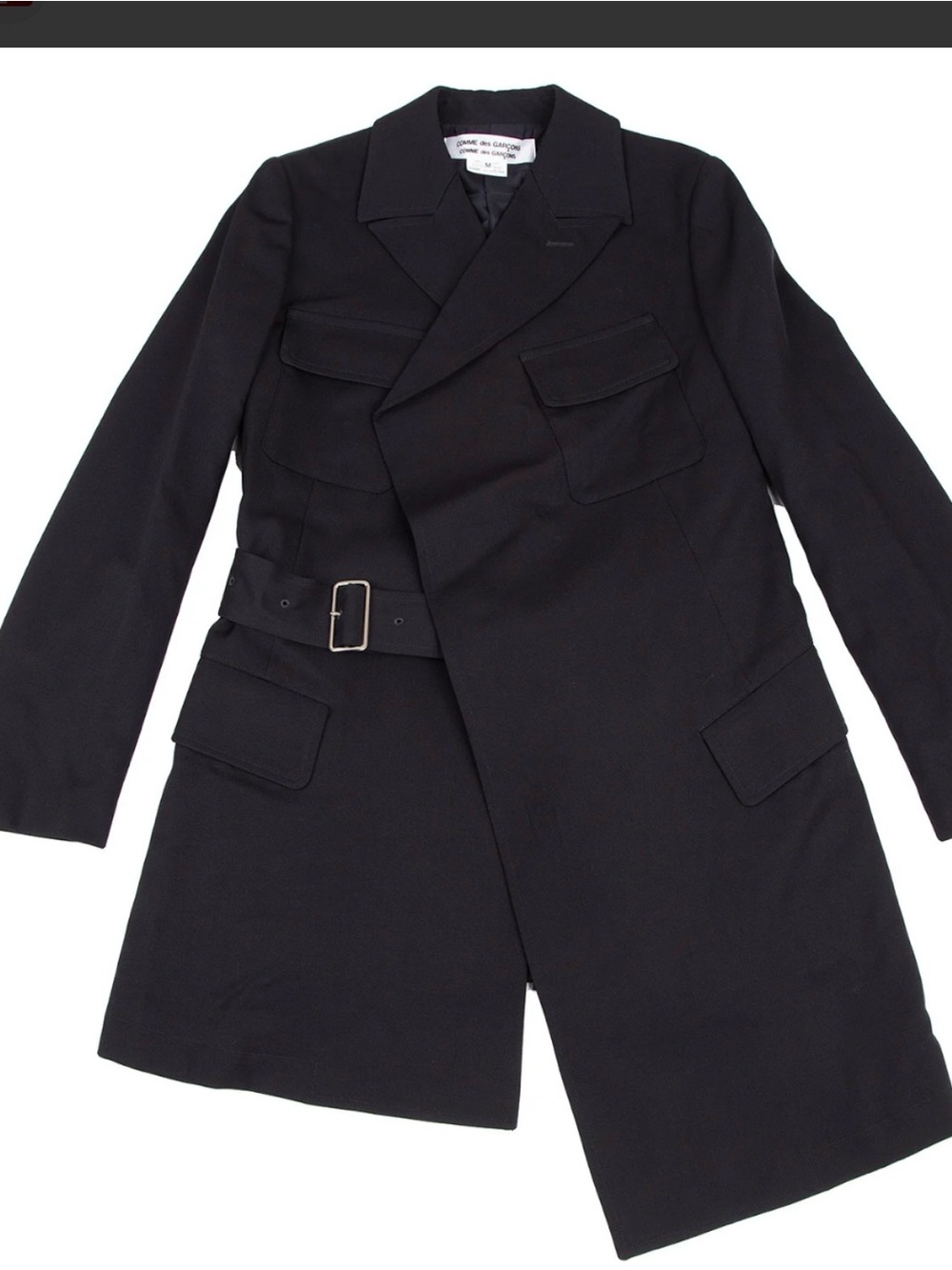 Comme des Garcons Black Trench Cost with Pleated back and belt